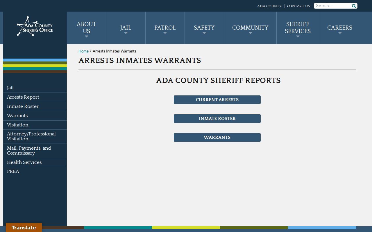 Idaho county arrest jail and warrant record pattern