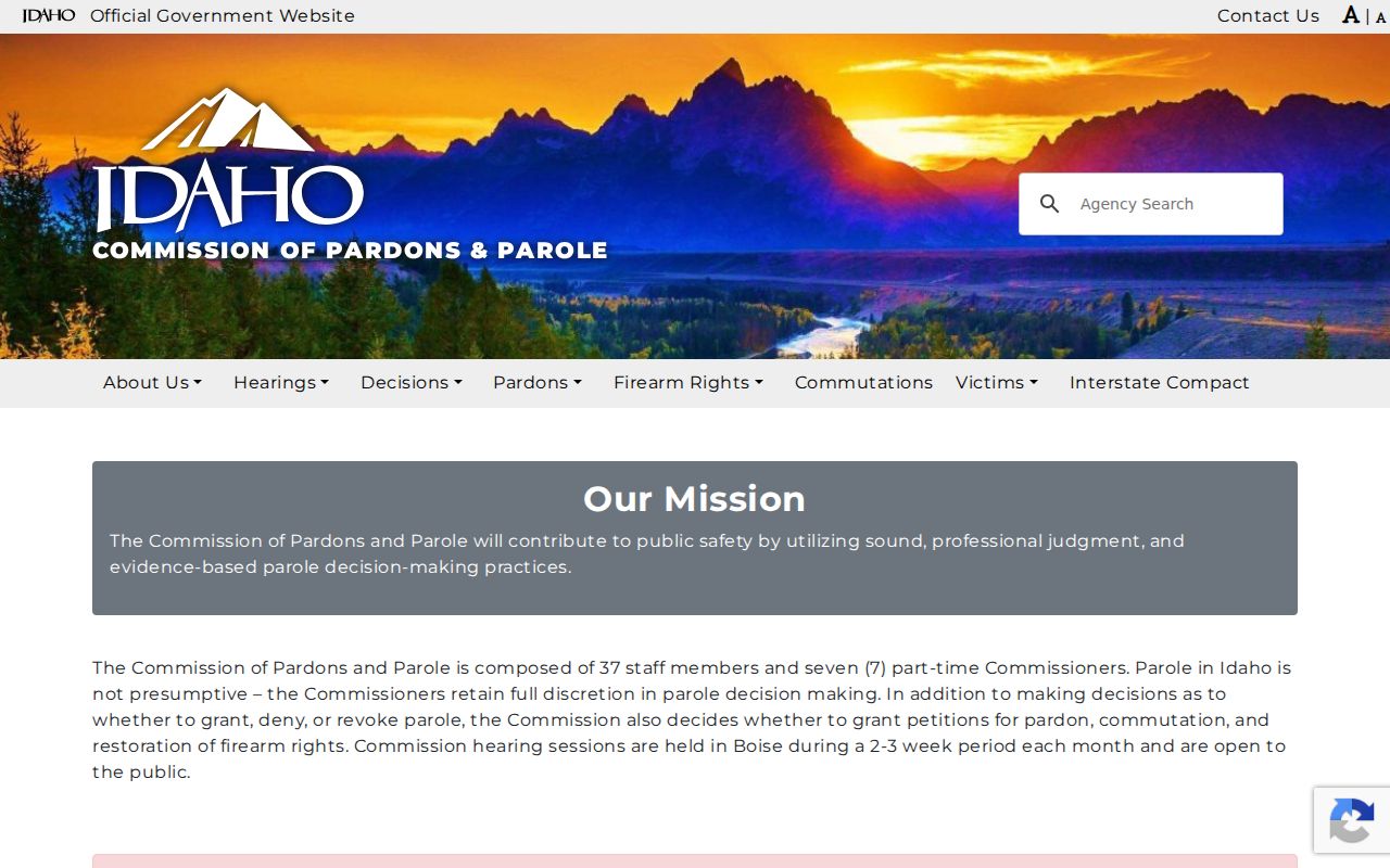 Idaho criminal history parole commission records
