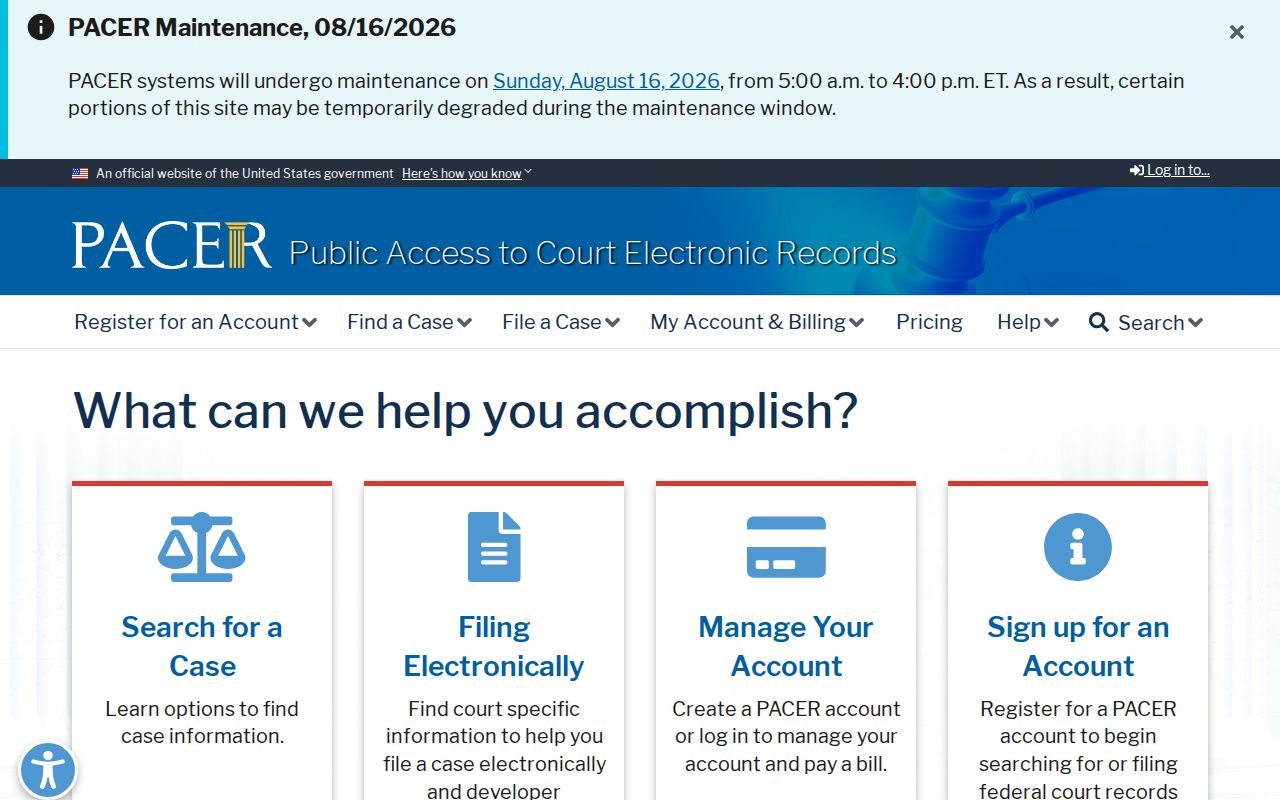 Idaho criminal history federal PACER court search