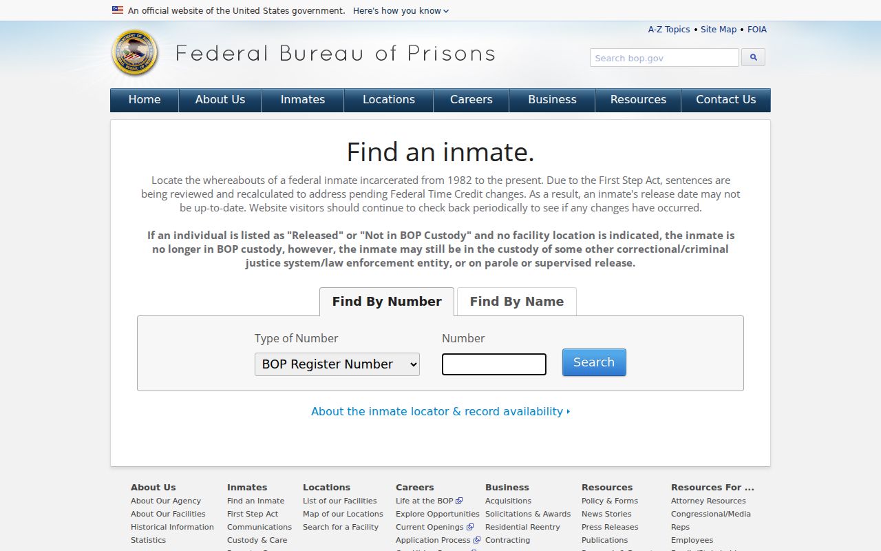 Idaho criminal history federal inmate locator
