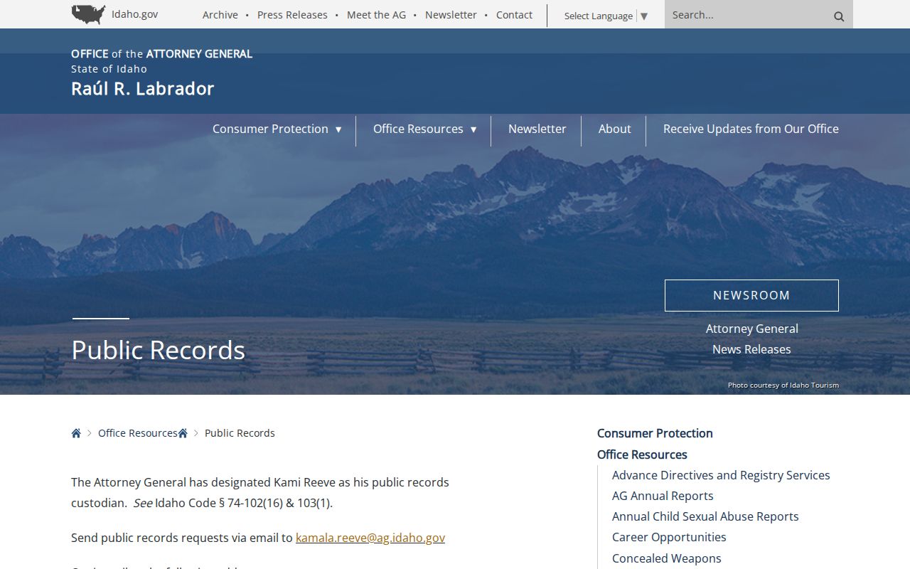 Idaho criminal history public records request guidance